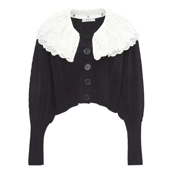 Sea New York Melanie Crop Merino Cardigan - M Navy - Picture 3 of 6